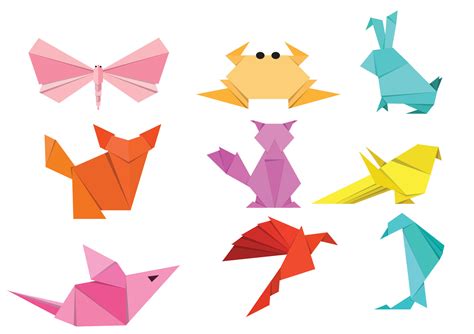 Set Paper animals.Origami animals made of paper in origami technique ...