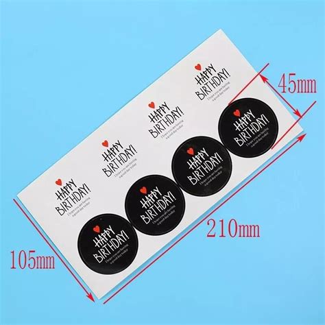 Happy Birthday Label Stickers Craft paper black and white, Hobbies ...