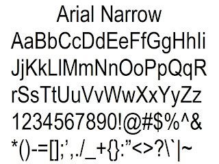 Font Alphabet Styles: Arial Narrow