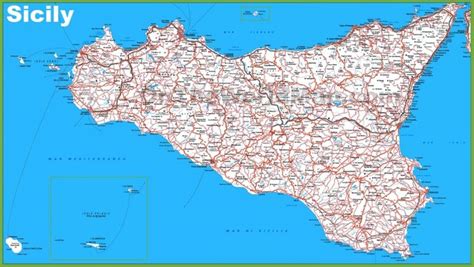 Large Detailed Map of Sicily with Cities and Towns