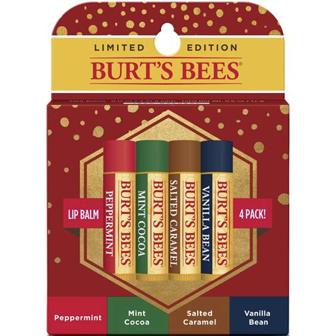 Burt's Bees 100% Natural Moisturizing Lip Balm, Holiday Flavors, 4 Ct ...