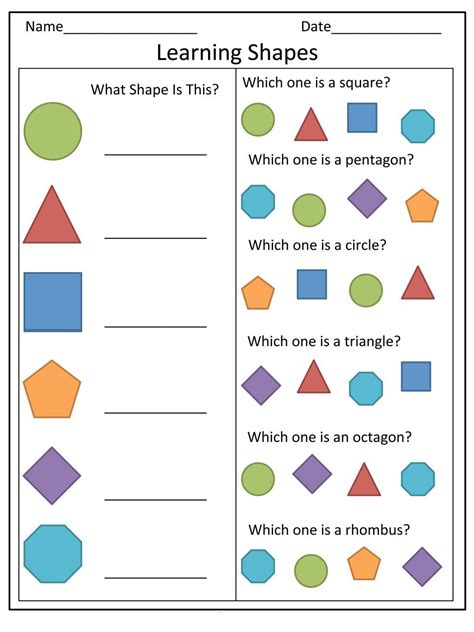 Basic Shapes Worksheets for Preschool | Preschool worksheets, Shapes ...