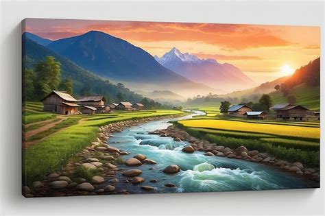 Premium AI Image | Beautiful mountain landscape with a turbulent river ...