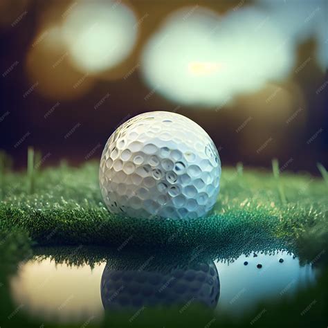 Premium Photo | Golf ball close up photo golfball in golf course background