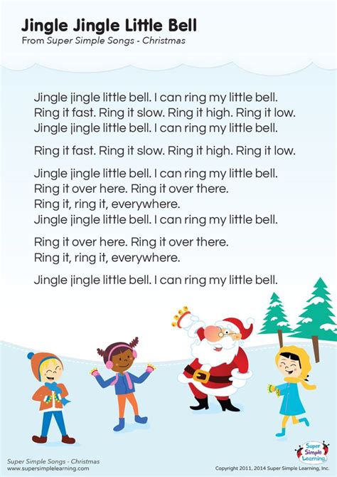 Jingle Jingle Little Bell Lyrics Poster - Super Simple | Christmas ...