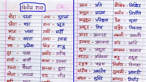 Vilom shabd | विलोम शब्द | Opposite words hindi | Antonyms hindi ...