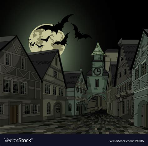 Spooky night at town Royalty Free Vector Image