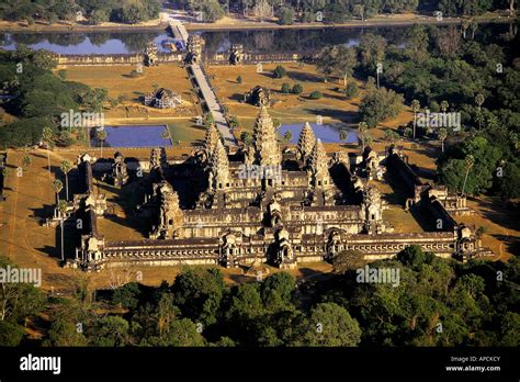 Aerial view of Angkor Wat temple complex, near Siem Reap, Cambodia ...