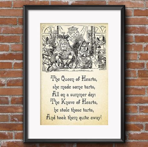 Alice in Wonderland Quotes QUEEN OF HEARTS Poem the Knave of - Etsy UK