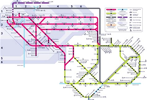 Plan et carte du train urbain de Londres : stations et lignes