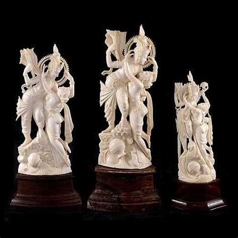 Sold Price: Three graduated Indian ivory carvings of a pair of deities ...