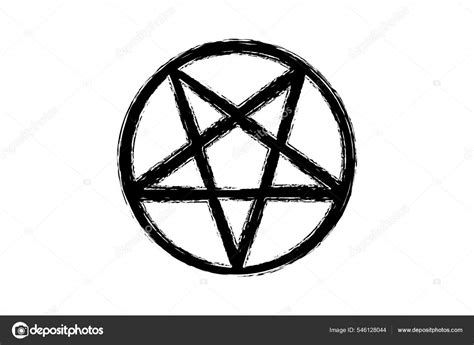 Pentagram Pentacle Wicca Star Black Brush Style Hand Drawn Tattoo Stock ...