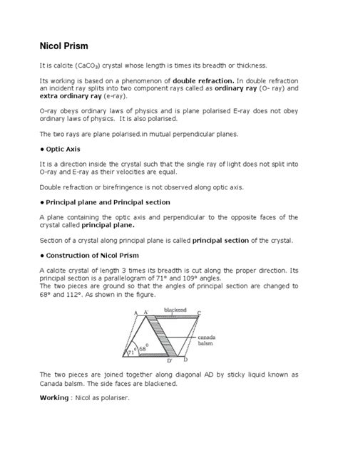 Nicol Prism-Explained | PDF | Polarization (Waves) | Electromagnetic ...