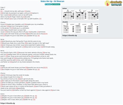 Chord: Wake Me Up - Ed Sheeran - tab, song lyric, sheet, guitar ...