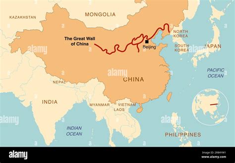 Detailed map of the Great Wall of China Stock Photo - Alamy