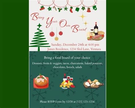 Holiday BYOB Bring Your Own Board Party Invitation Template, Holiday ...