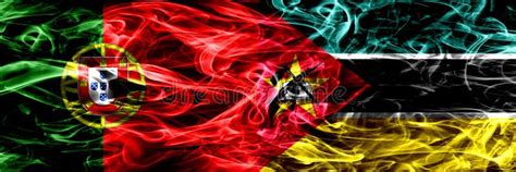 Portugal Vs Mozambique, Mozambican Smoke Flags Placed Side by Side ...