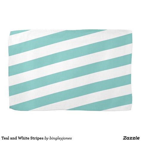 #Teal and White #Stripes Hand #Towel | Teal kitchen, Kitchen hand ...