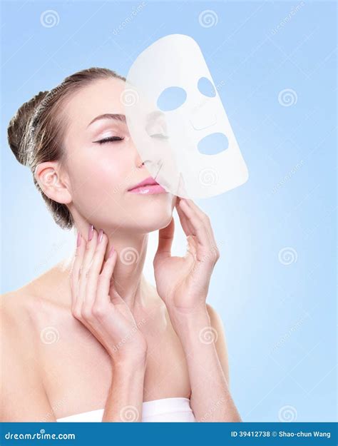 Relax Young Woman with Cloth Facial Mask Stock Photo - Image of person ...