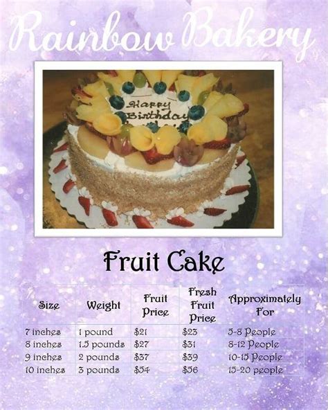 Menu of Rainbow Bakery in Calgary, AB AB T2G