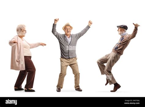 Happy elderly people dancing isolated on white background Stock Photo ...