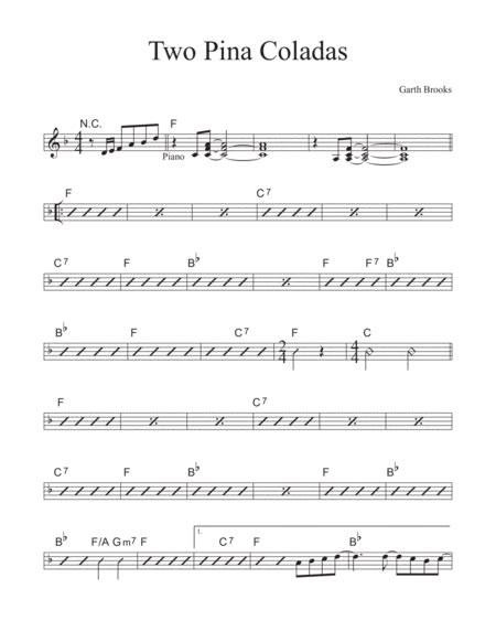 Two Piña Coladas (arr. David M Fagnant) by Garth Brooks Sheet Music for ...