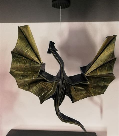 flying dragon designed by huang zhen ming, folded by me : r/origami