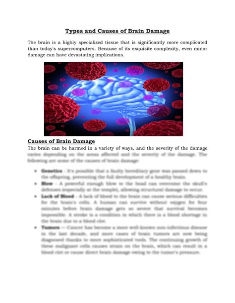 SOLUTION: Types and causes of brain damage - Studypool