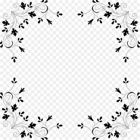 Flower Border Design Png Black And White - The border is sized to work ...