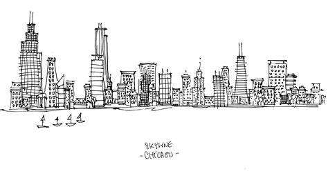 Chicago Skyline Outline Drawing at PaintingValley.com | Explore ...