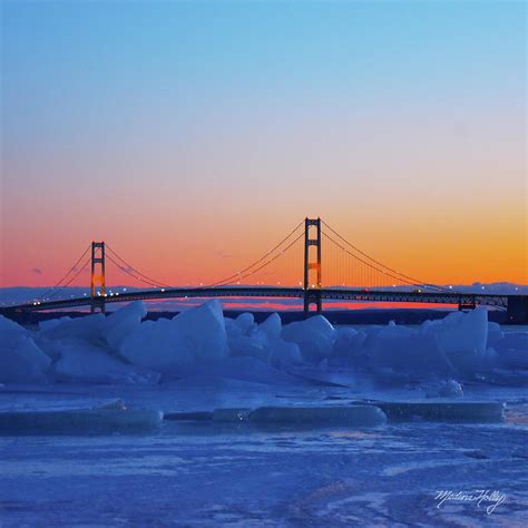 Mackinac Bridge at Winter Dusk Photograph by Medina Holly - Pixels