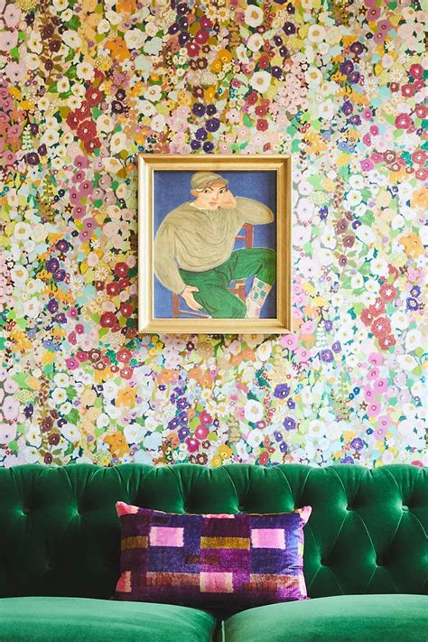 House of Hackney Hollyhocks Wallpaper | Floral wallpaper, Funky ...