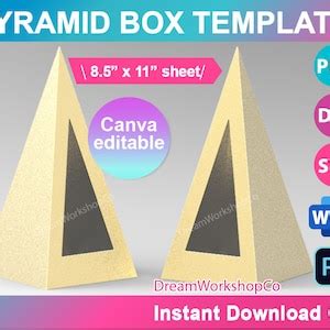 Pyramid Gift Box Template, Window Gift Box, Favor Box Template, Candy ...