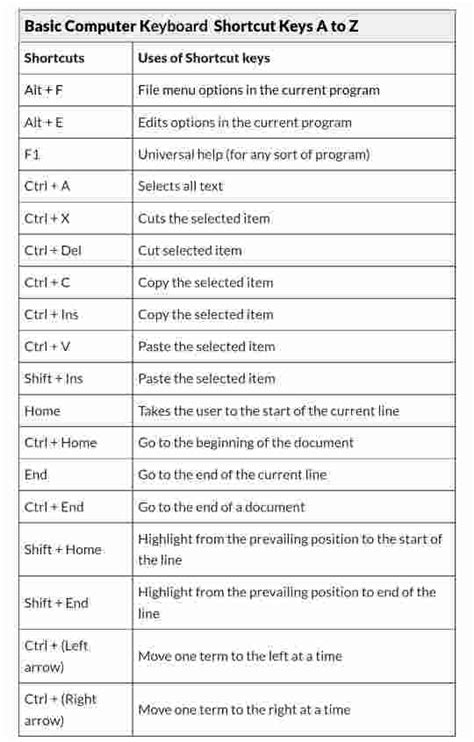 100 Shortcut Keys In Computer Pdf Computer Shortcut Shortcuts Excel ...