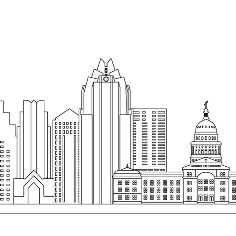 Austin Skyline Printable. Austin TX Black and White Wall Art. | Etsy