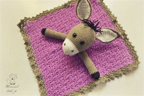 Items similar to Crochet donkey lovey pattern, crochet security blanket ...