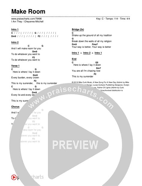 Make Room Chords PDF (I Am They / Cheyenne Mitchell) - PraiseCharts