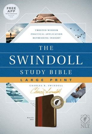 NLT The Swindoll Study Bible Large Print LeatherLike, Brown/Tan Indexed ...