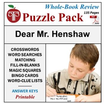 Dear Mr. Henshaw Puzzle Pack Novel Study Review Activities | TPT