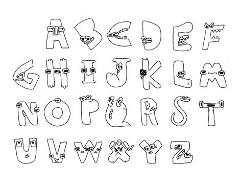 Fun Hand Drawn Alphabet Lore Children's Youtube Show Coloring Page ...