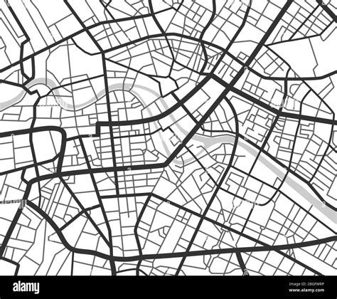 Abstract city navigation map with lines and streets. Vector black and ...