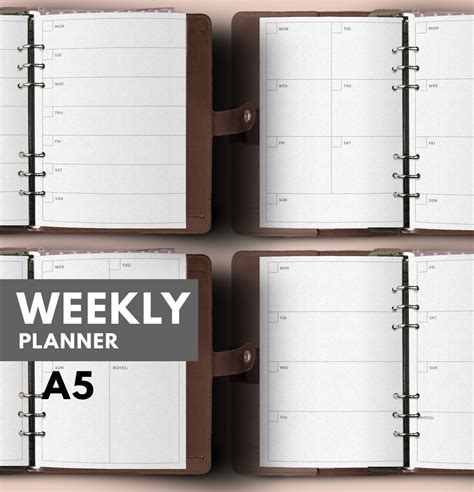 A5 Weekly Planner Printable Filofax A5 insert Filofax insert