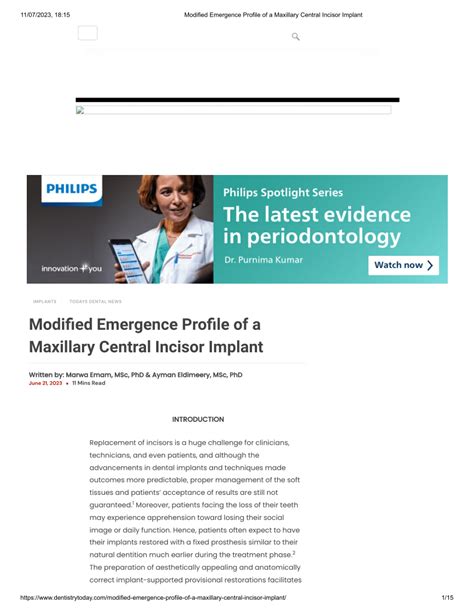 (PDF) Modified Emergence Profile of a Maxillary Central Incisor Implant