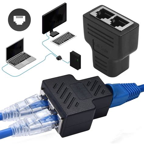 Cables Accessories RJ45 Network 1 to 2 Port Ethernet Adapter Splitter ...