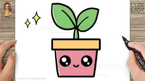 How to Draw a Cute Plant Easy for Kids and Toddlers - YouTube