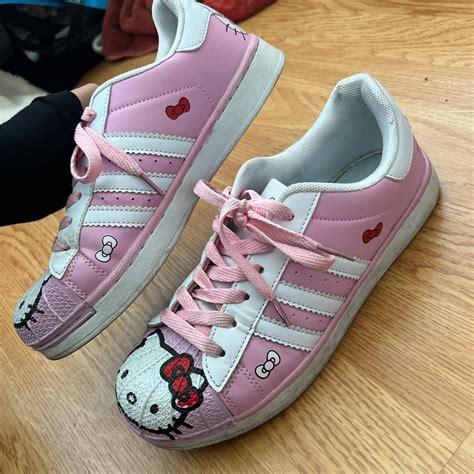 hello kitty sanrio adidas inspired shoes worn a few... - Depop