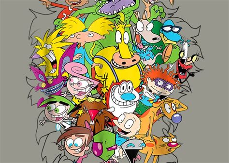 Nickelodeon Classic Characters Bursting Through Graphic Greeting Card ...