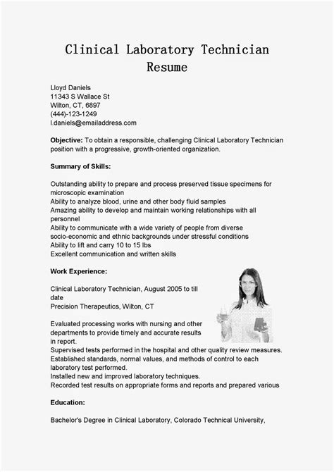 Resume Samples: Clinical Laboratory Technician Resume Sample