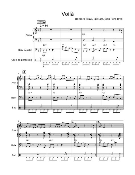 Voilà - Eurovision Song Contest 2021 (Jazz trio) Sheet music for Piano ...