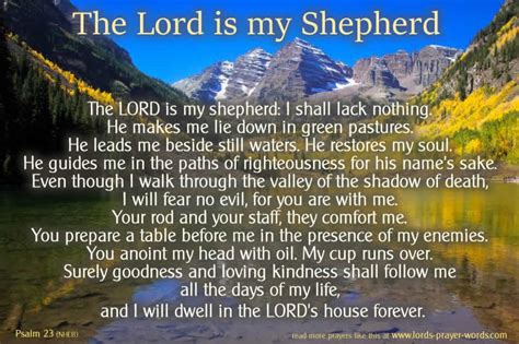 The Lord Is My Shepherd Prayer Printable